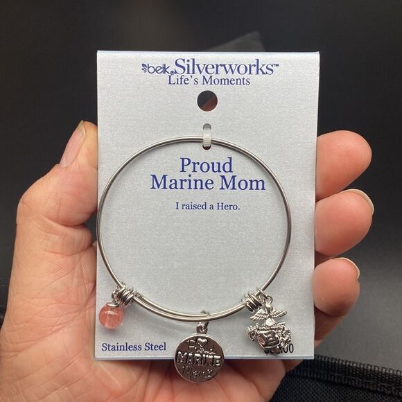 Stainless steel “Proud Marine Mom” bracelet by Belk Silverworks NWOC - Picture 6 of 6